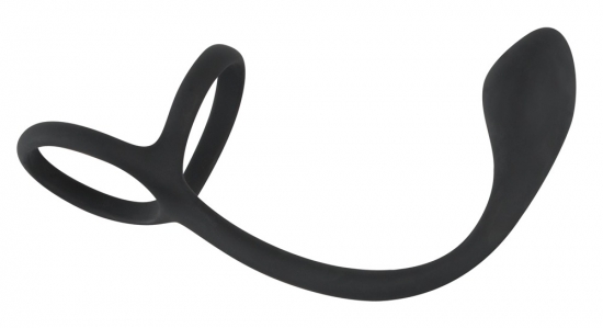 Black Velvets Cock & Ball Ring + Plug Prostatastimulation Gesamtlänge 22,5 cm - Farbe: schwarz