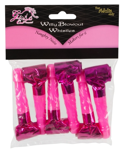 Willy Blowout Whistles - Farbe: pink - Menge: 6Stück