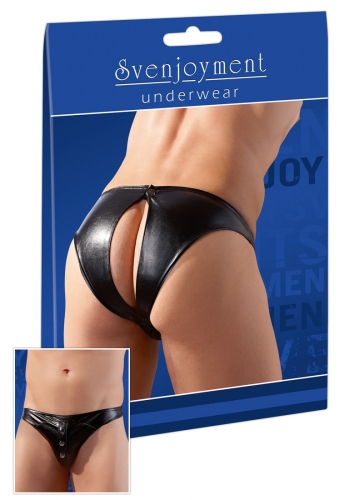 Svenjoyment Underwear Slip ouvert schwarz  XL L M S Lederoptik Sexy Men - Größe: S