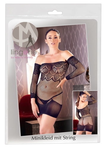 Mandy Mystery lingerie Minikleid mit Stulpen S?L - Farbe: schwarz - Gre: S-L