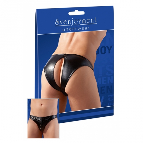 Svenjoyment Underwear Slip ouvert schwarz  XL L M S Lederoptik Sexy Men