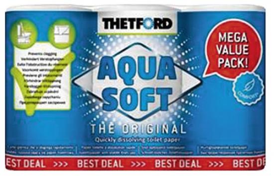 Thetford Toilettenpapier Aqua Soft Campingtoilettenpapier Sondergröße 6 Rollen