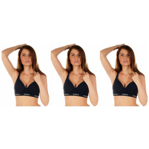 3 x Fitness BH - Farbe: Schwarz - Auswahl: 65B