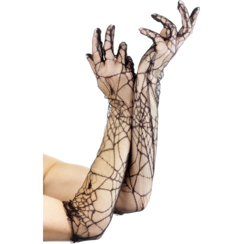 Fever Handschuhe mit Spinnennetz - Farbe: Schwarz