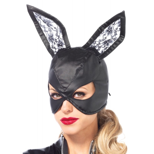 Leg Avenue Bunny-Maske aus Kunstleder - Schwarz - Farbe: Schwarz