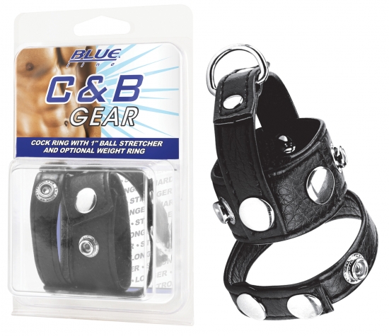 BLUE LINE C&B GEAR Cock Ring With 1' Ball Stretcher And Weightring - Farbe: PVC & Metall